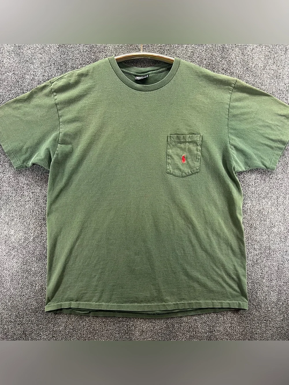 Vtg Polo Ralph Lauren Shirt Mens Large Green Pocket Single Stitch 90s USA Made
